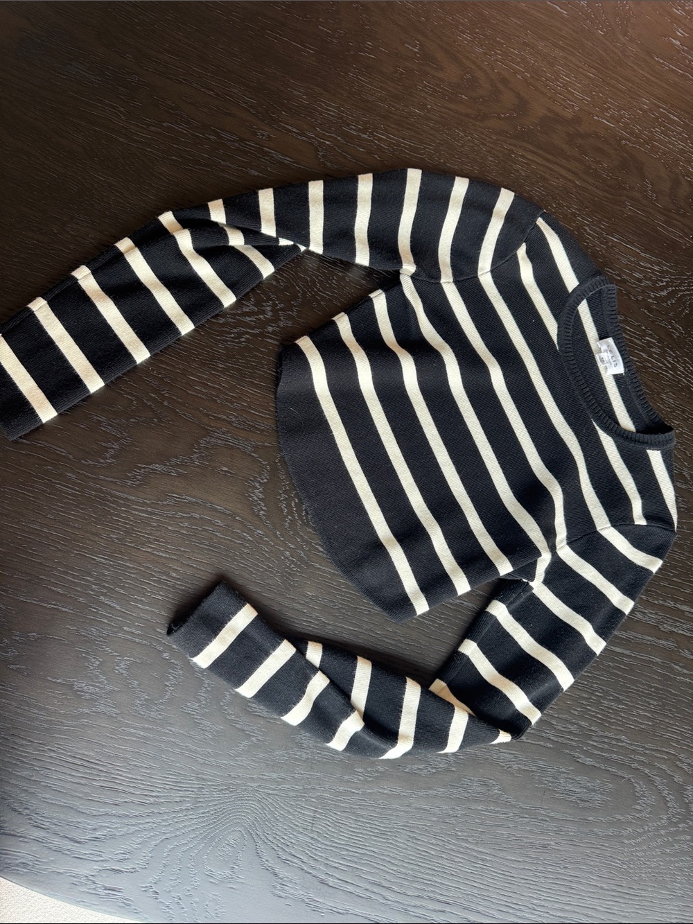 Le Lis Black and Cream Striped Long-Sleeve Knit Top